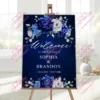 Royal Blue White Silver Metallic Wedding Welcome F Foam Board